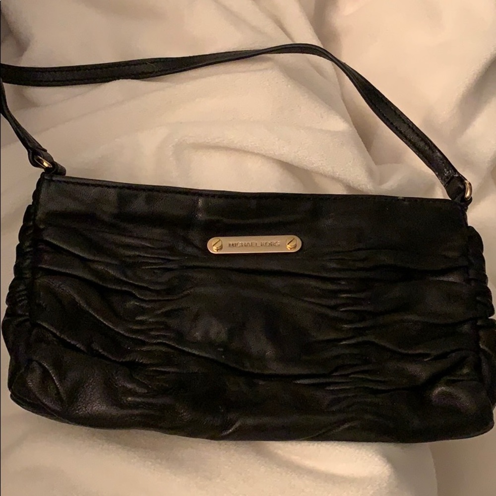 Small black soft leather purse
